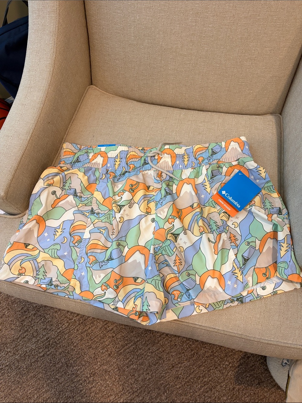 Columbia Multicolor Mountain Print Swim Shorts Brand New